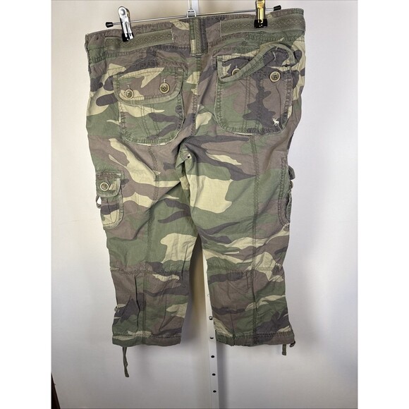 VTG Y2K Abercrombie & Fitch Low Rise Camo Cargo Capri Pants Womens M Paratrooper - Picture 8 of 9